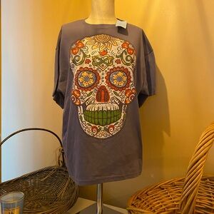 💀 Graphic Skull Print Short Sleeve Tee